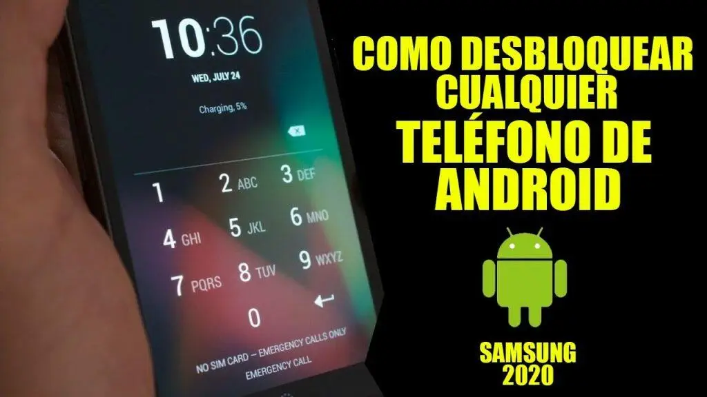 Locked Android phone screen displaying time and date; Spanish text