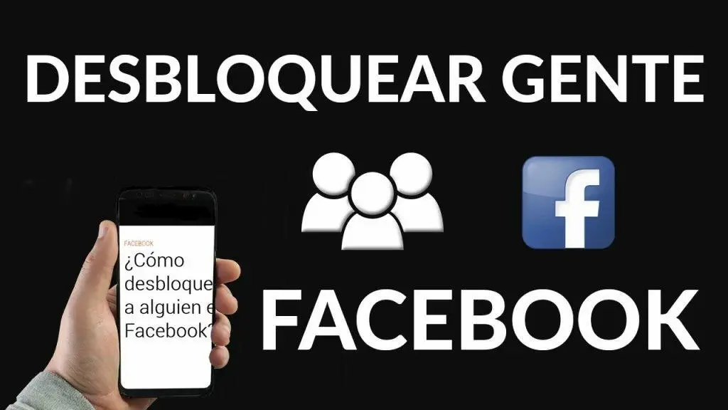 Hand holding phone showing instructions on how to unblock someone on Facebook.
