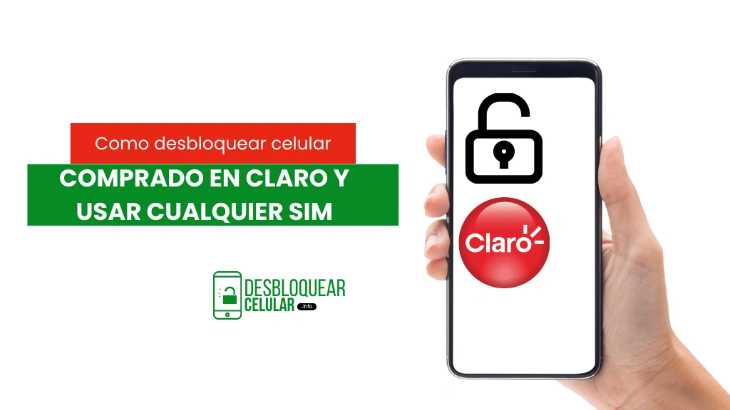 Mano sosteniendo un smartphone con un candado desbloqueado y el logo de Claro. Desbloqueo de Claro para cualquier SIM.