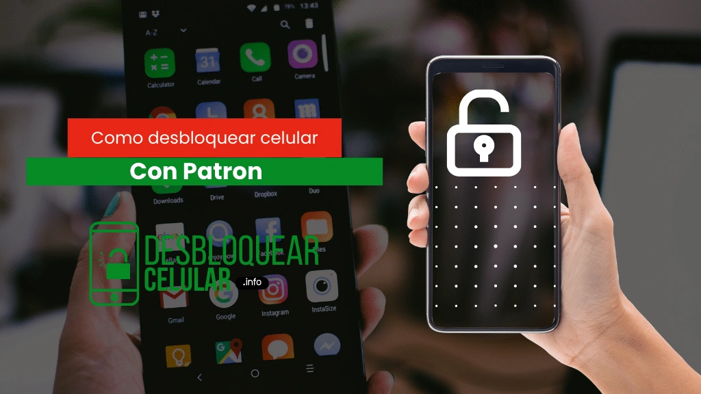 Manos sosteniendo smartphones, una con la pantalla de bloqueo y la otra con aplicaciones. Cómo desbloquear un celular con un patrón.