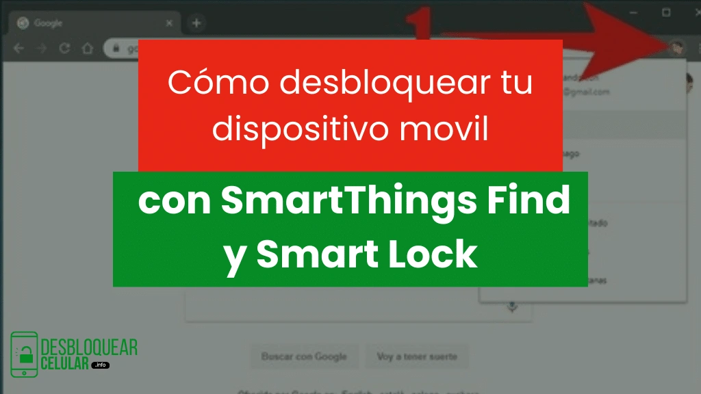 Desbloquea tu dispositivo móvil con SmartThings Find y Smart Lock. Instrucciones en la pantalla de una computadora.