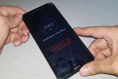 Pantalla de restablecimiento de fábrica del Huawei Y5 2018 que muestra